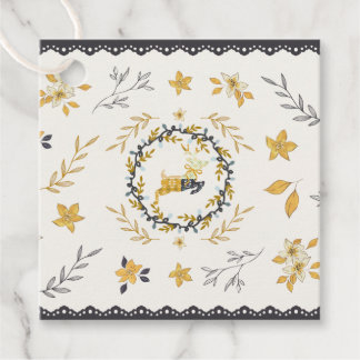Etiquetas Para Lembrancinhas Christmastime Deer Yellow Cream Floral Blue