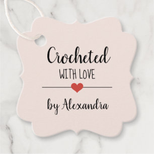 Etiquetas Para Lembrancinhas Chrochetado com amor cor-de-rosa