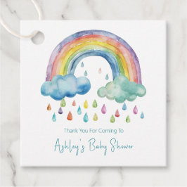Etiquetas Para Lembrancinhas Chuva de Bebê Arco-íris Aquarela Boho