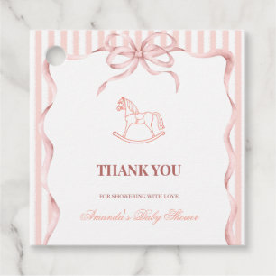 Etiquetas Para Lembrancinhas Chuva de Bebê Cavalo de Balanço Rosa Vintage