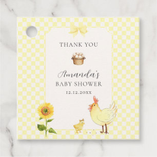 Etiquetas Para Lembrancinhas Chuva de Bebê do Girassol de Xadrez Amarelo