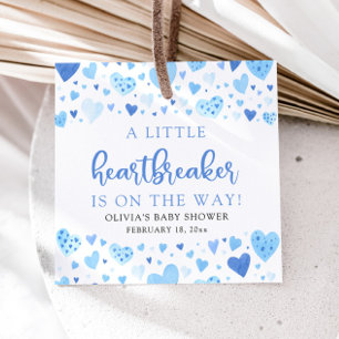 Etiquetas Para Lembrancinhas Chuva de Bebê do Menino Azul Pequeno Quebra-Coraçõ