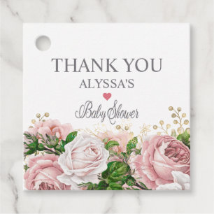 Etiquetas Para Lembrancinhas Chuva de Bebê Menina Rosa Bege Floral 