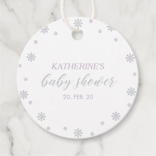 Etiquetas Para Lembrancinhas Chuva de Bebê Purple & Silver Winter Wonderland
