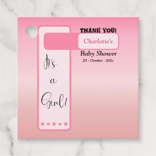 Etiquetas Para Lembrancinhas Chuva de Bebê Texto Olho Cute Gradiente Rosa