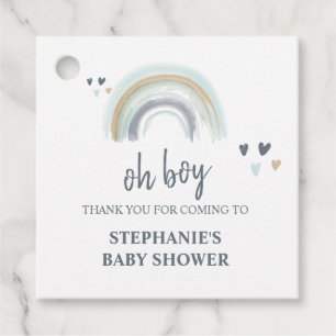 Etiquetas Para Lembrancinhas Chuva de Bênçãos Baby Shower Azul Boho Arco-íris O