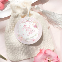 Chuva de Bênçãos Rosa Floral Baby Shower Obrigado