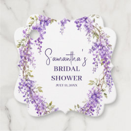 Etiquetas Para Lembrancinhas Chuva de Flores de Wisteria Roxa Noiva em Aquarela