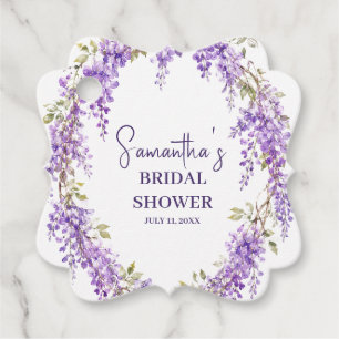 Etiquetas Para Lembrancinhas Chuva de Flores de Wisteria Roxa Noiva em Aquarela