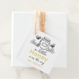Etiquetas Para Lembrancinhas Chuva de Mel Jar & Abelhas Brancas Baby Shower