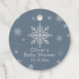 Etiquetas Para Lembrancinhas Chuva de Neve Mágica Prateada e Azul no Baby Showe