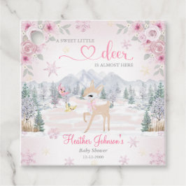 Etiquetas Para Lembrancinhas Chuva de Neve Rosa de Veado de Inverno Baby Shower