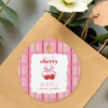 Chuva de Noiva com Cereja Vermelha Rosa Desenhada 