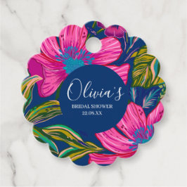 Etiquetas Para Lembrancinhas Chuva de noiva com flores cor-de-rosa em aquarela