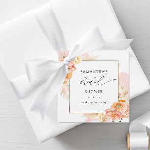 Etiquetas Para Lembrancinhas Chuva de Noiva Floral Elegante em Pêssego e Rosa B