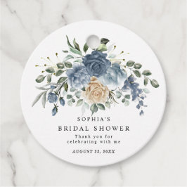 Etiquetas Para Lembrancinhas Chuva de Noiva Floral em Azul Poeirento e Champanh