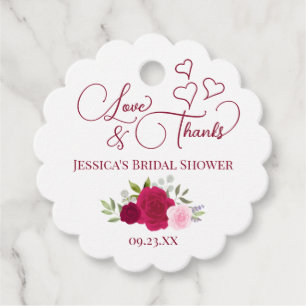 Etiquetas Para Lembrancinhas Chuva de Noiva Magenta e Rosas Cor-de-Rosa Amor e