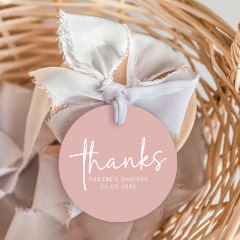 Etiquetas Para Lembrancinhas Chuva de Noiva Minimalista em Rosa Desbotado com L