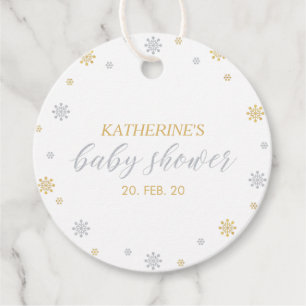 Etiquetas Para Lembrancinhas Chuva de Ouro e Prata no Babyshower do Inverno