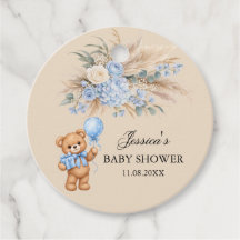 Chuva de Rosas de Urso de Pelúcia Azul Baby Shower