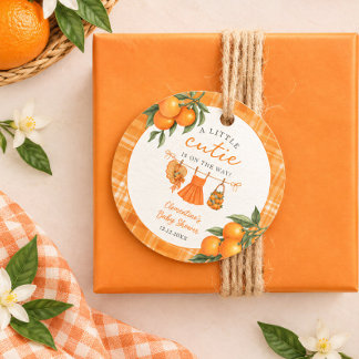 Etiquetas Para Lembrancinhas Chuva de Roupas Laranja Little Cutie Baby Shower