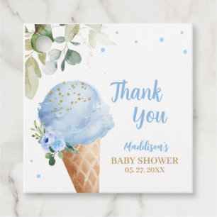 Etiquetas Para Lembrancinhas Chuva de Sorvete Azul Baby Shower Quadrado