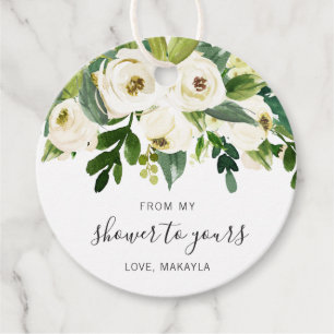 Etiquetas Para Lembrancinhas Chuva Floral Verde Branco Festa de Noiva