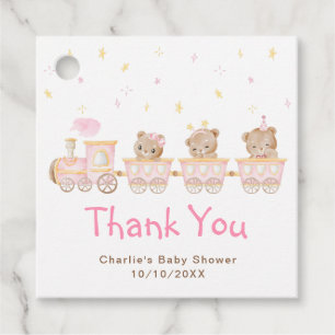Etiquetas Para Lembrancinhas Chuveiro de Bebê Trem Rosa Urso Obrigado