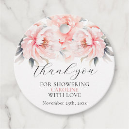 Etiquetas Para Lembrancinhas Chuveiro de Noiva Simples Flor de Peônia Rosa Desb