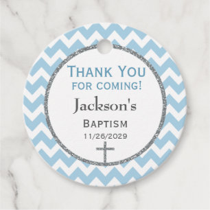 Etiquetas Para Lembrancinhas Cinza Azul Chevron Boys Baptism Obrigado Tag Favor