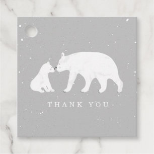 Etiquetas Para Lembrancinhas Cinza De Inverno Do Urso Polar De Bebê E Mamãe