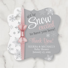 Etiquetas Para Lembrancinhas Cinza Rosa Elevada Neve Floco de Neve Chá de frald