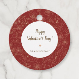 Etiquetas Para Lembrancinhas Círculo de Feliz dia de os namorados Floral Vermel