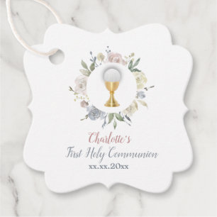 Etiquetas Para Lembrancinhas Círculo de flores pálidas da primeira comuna