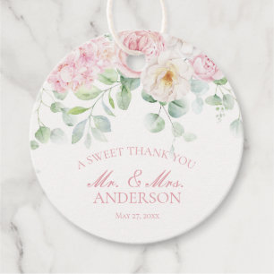 Etiquetas Para Lembrancinhas Círculo de Noiva de Hydrangea Floral Amor Cor-de-R