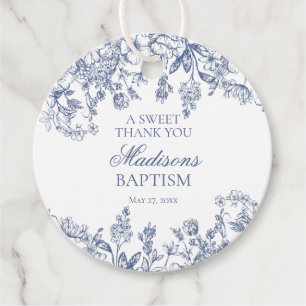 Etiquetas Para Lembrancinhas Círculo Floral do Batismo Floral de Chinoiserie Az