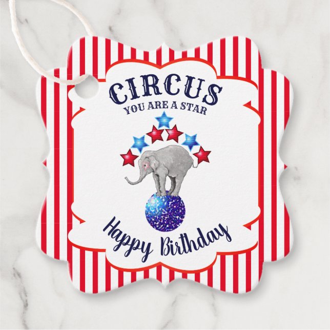 Etiquetas Para Lembrancinhas Circus Elephant Birthday (Frente)