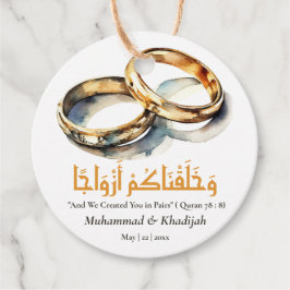 Etiquetas Para Lembrancinhas Citação Islâmica de Casamento de Watercolor Ring N
