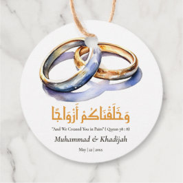 Etiquetas Para Lembrancinhas Citação Islâmica de Casamento de Watercolor Ring N