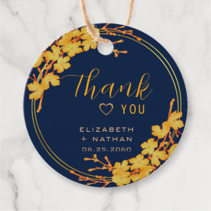 Etiquetas Para Lembrancinhas Classe Dourado Floral Azul Marinho Obrigado Casame