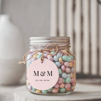 Etiquetas Para Lembrancinhas Classic Blush Pink Monogram Typography Wedding