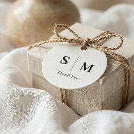 Etiquetas Para Lembrancinhas Classic Monogram Wedding White Favor Tags
