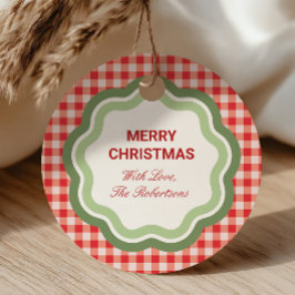 Etiquetas Para Lembrancinhas Clássico Natal Personalizado em Xadrez Vermelho