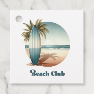 Etiquetas Para Lembrancinhas Clube de Praia Retrô Aniversário de Surfe à Beira-