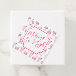 Etiquetas Para Lembrancinhas Cocktails Mahjong, Rosa-Quente, Aquarela