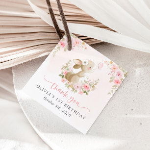 Etiquetas Para Lembrancinhas Coelho, Borboleta, Flores Cor-de-Rosa, Primeiro An