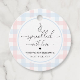 Etiquetas Para Lembrancinhas Coelho De Gingham Azul Cor-De-Rosa Espelhado Com A