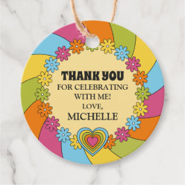 Etiquetas Para Lembrancinhas Colorful Retro 60s Party 80th Birthday Thank You