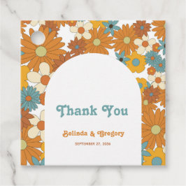 Etiquetas Para Lembrancinhas Colorida Retro Flowers Casamento em Arco dos anos