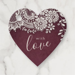 Etiquetas Para Lembrancinhas Com amor, um lace vintage elegante burgundy
